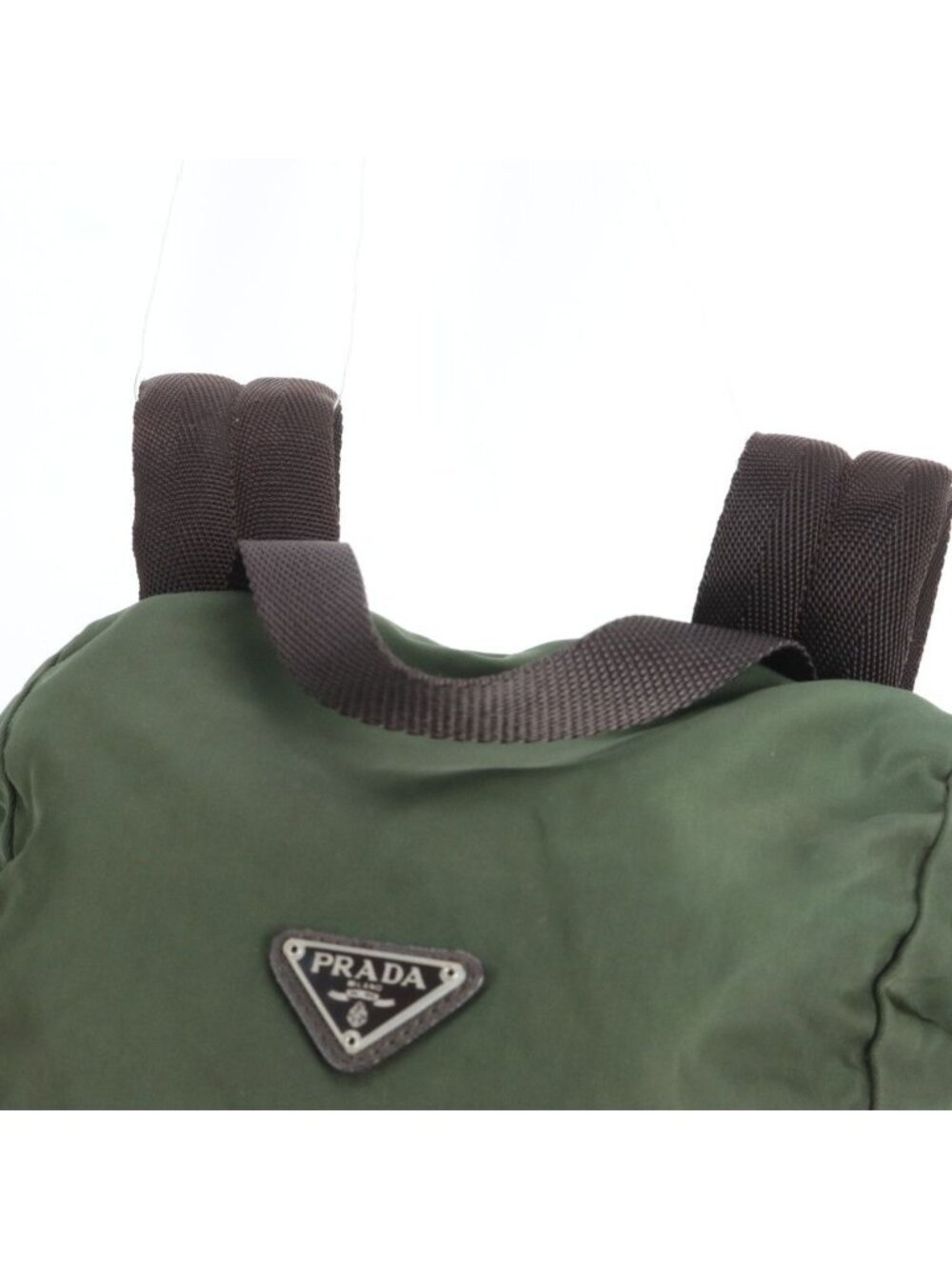 Prada Tessuto Nylon Triangle Logo Khaki Backpack Shoulder Bag - Picture 2 of 10